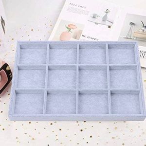 NWOT 12 Slot Gray Velvet Stackable Jewelry Storage Organizer Tray